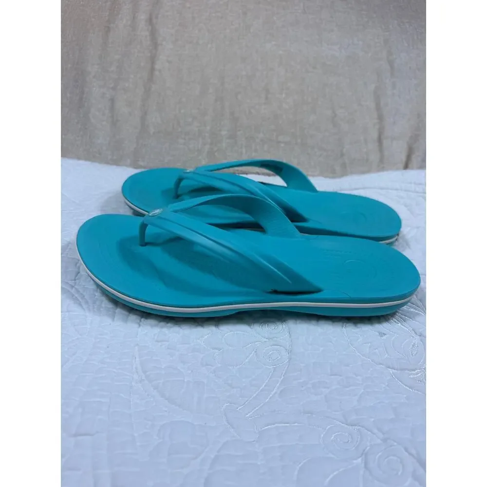 Crocs Womens 10 Blue Flip Flop Slip On Sandals Casual Comfort Beach Shoes Summer